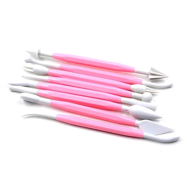 Tortadíszítő spatulakészlet, 8 db, 16 fej, rózsaszín, 14–16 cm PP műanyag