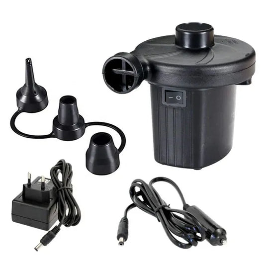 Multifunkciós elektromos pumpa 12v/230v autós és hálózati adapterrel, 3 cserélhető fejjel, 50 W, fekete
