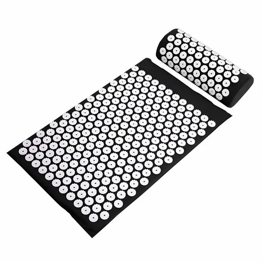 Akupresszúrás matrac szett, fekete, 60x40 cm, 7800 tüske + párna + táska