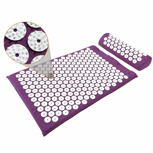 Akupresszúrás szett, lila: matrac 60×40×2 cm + párna, 7800 tüske