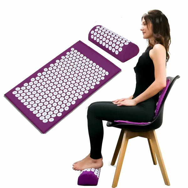 Akupresszúrás szett, lila: matrac 60×40×2 cm + párna, 7800 tüske