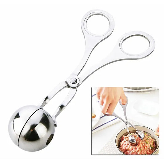 Húsgolyó formázó csipesz, rozsdamentes acél, 17 cm, ezüst