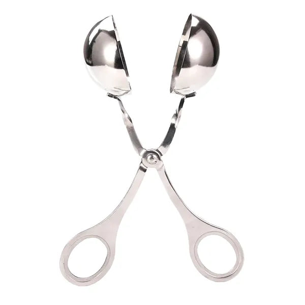 Húsgolyó formázó csipesz, rozsdamentes acél, 17 cm, ezüst
