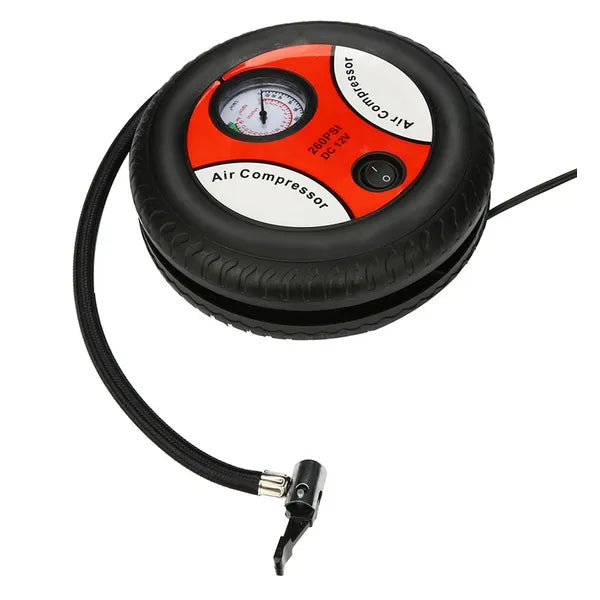 12V autós kompresszor manométerrel, 260 PSI, 20 l/perc, tartozékokkal