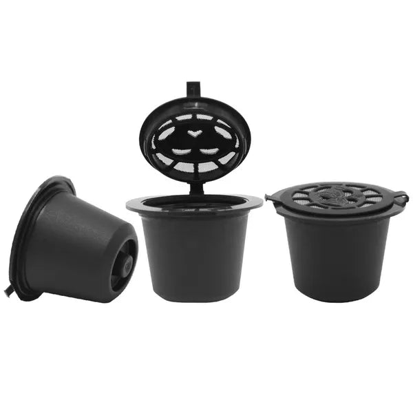 5 db újratölthető kávékapszula Nespresso-hoz, acélszűrő, 8 g, fekete