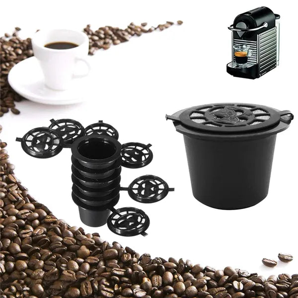 5 db újrahasználható kávékapszula Nespresso gépekhez, acélszűrős