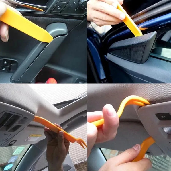 Autókárpit bontó készlet, 4 darab, PP műanyag, narancs, 13–20 cm