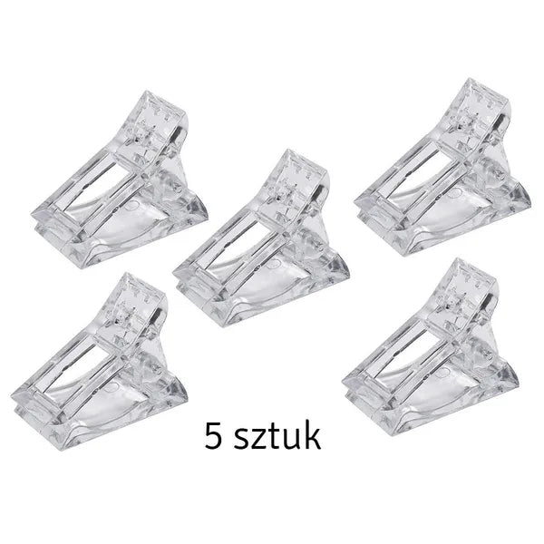 Átlátszó rögzítő klipszek körömformához, 5 db, akrilgélhez