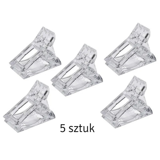 Átlátszó rögzítő klipszek körömformához, 5 db, akrilgélhez