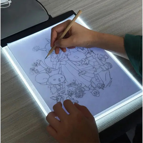A4 LED világító rajztábla, 3 fényerő, USB, akril, vékony
