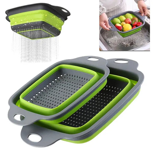 Összecsukható szilikon szűrő szett 2 db 22 és 18 cm, szürke-zöld