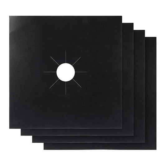 Fekete teflon gáztűzhely égővédő alátét, 27×27 cm, 4 db