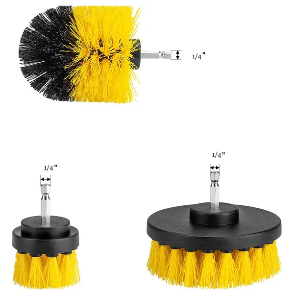 3 darabos tisztítókefe készlet fúrógéphez, 1/4'' rögzítés, nylon