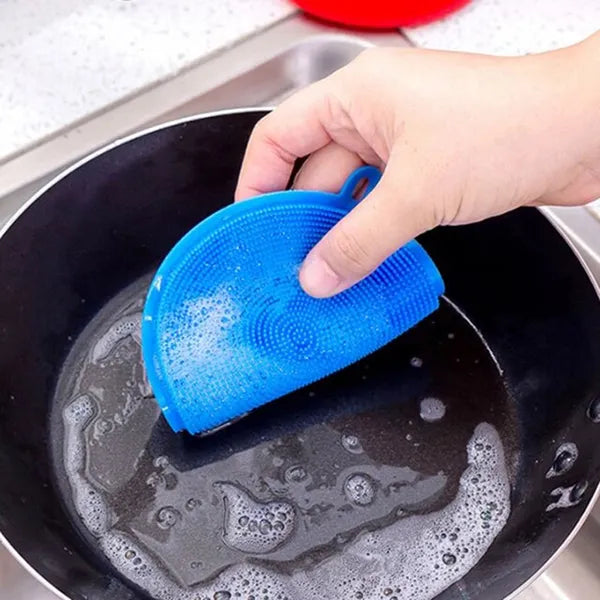 Szilikon kétoldalas edénymosó korong – kék, Ø10 cm, sterilizálható