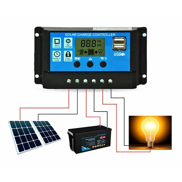 Napelemes töltésszabályozó pwm lcd 12/24v 30a