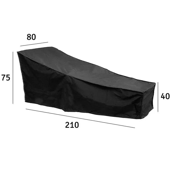 Vízálló napozóágy védőhuzat, fekete, 210x80x40/75 cm, PU