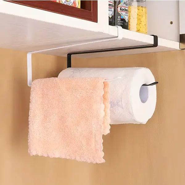 Fekete fém papírtörlő-tartó ajtóra vagy polcra, 26,5 cm