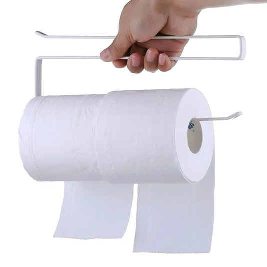 Fehér fém papírtörlő tartó, ajtóra/polcra akasztható, 26,5 cm