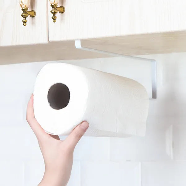 Fehér fém papírtörlő tartó, ajtóra/polcra akasztható, 26,5 cm