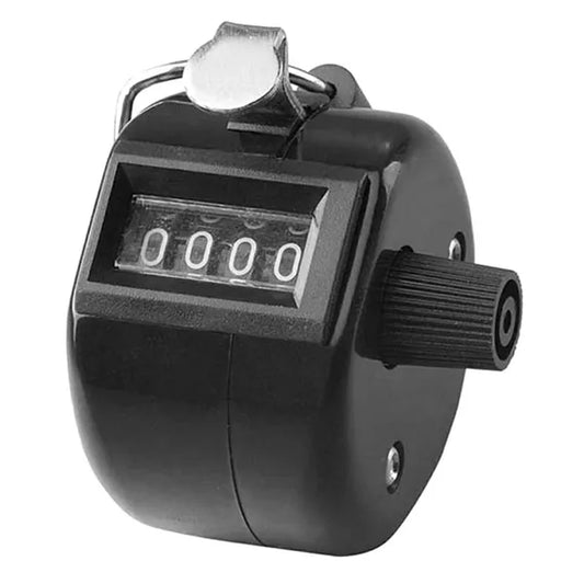 Kézi műanyag számláló clicker, fekete, 4 számjegyű (0-9999)