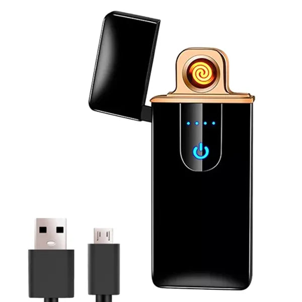 Elektromos USB-s izzógyújtó, fekete, automatikus kikapcsolás