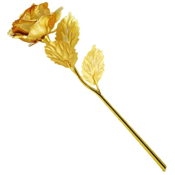 Örök aranyszínű fém rózsa díszdobozban, 24 cm
