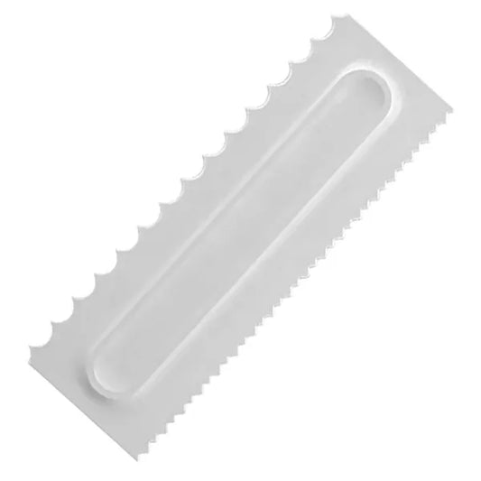 Fogazott tortadíszítő spatula, műanyag, 21,8 cm, fehér