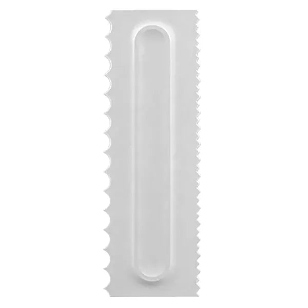 Fogazott tortadíszítő spatula, műanyag, 21,8 cm, fehér
