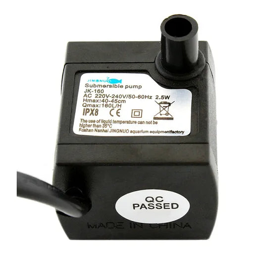 Akváriumi levegőztető szivattyú, merülő, 160 l/óra, 2,5 W, csendes, állítható