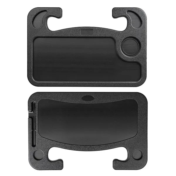 Fekete kormányra rögzíthető autós tálca, laptophoz és étkezéshez, 42×28 cm ABS