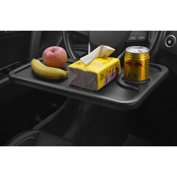 Fekete kormányra rögzíthető autós tálca, laptophoz és étkezéshez, 42×28 cm ABS