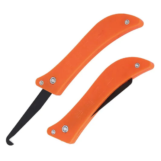 Fugakaparó kampós kés, 21,2 cm, acél penge, fekete–narancs