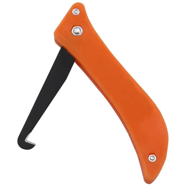Fugakaparó kampós kés, 21,2 cm, acél penge, fekete–narancs