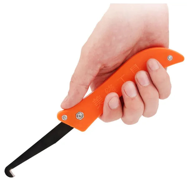 Fugakaparó kampós kés, 21,2 cm, acél penge, fekete–narancs