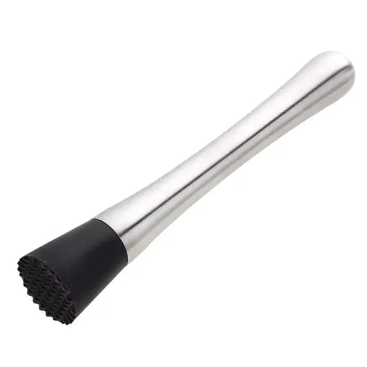 Rozsdamentes acél koktél muddler, perforált fej, 20,5 cm, fekete-ezüst