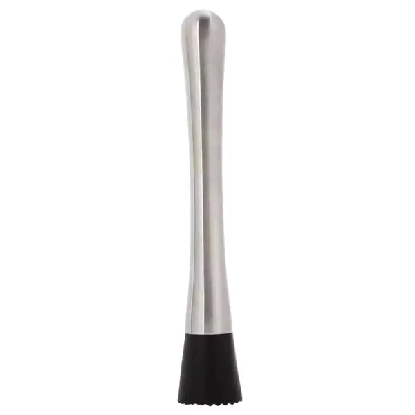Rozsdamentes acél koktél muddler, perforált fej, 20,5 cm, fekete-ezüst
