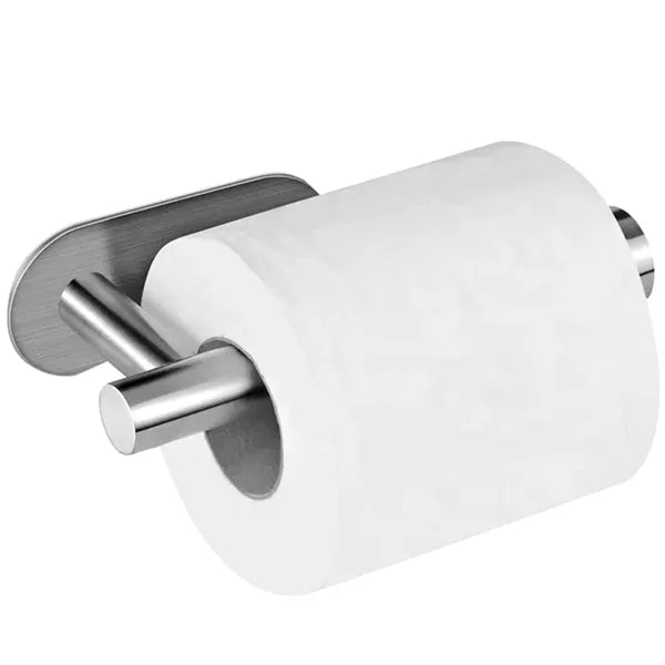 Öntapadós rozsdamentes acél WC-papír tartó, ezüst, 16×8 cm