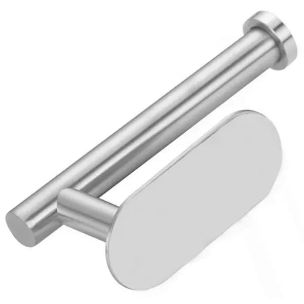 Öntapadós rozsdamentes acél WC-papír tartó, ezüst, 16×8 cm