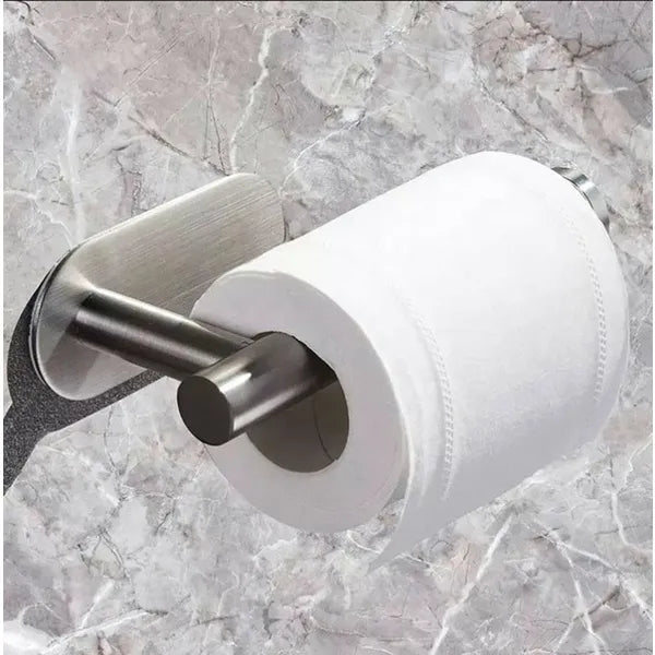 Öntapadós rozsdamentes acél WC-papír tartó, ezüst, 16×8 cm