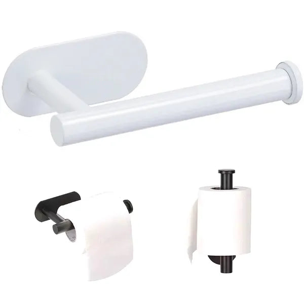 Öntapadós rozsdamentes acél WC-papír tartó, fehér, 16 cm