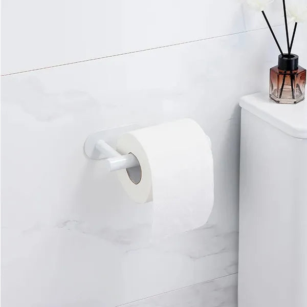 Öntapadós rozsdamentes acél WC-papír tartó, fehér, 16 cm