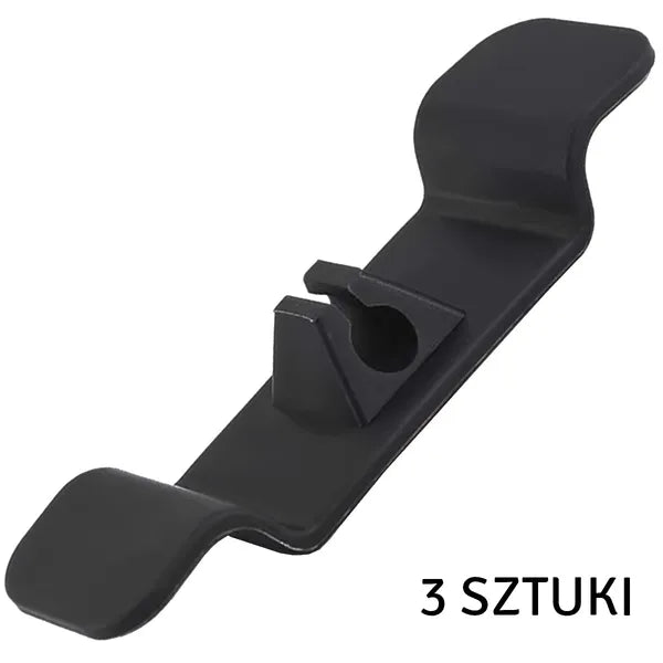 3 db öntapadós kábelrendező klipsz, fekete, PP, 10×3×1,7 cm