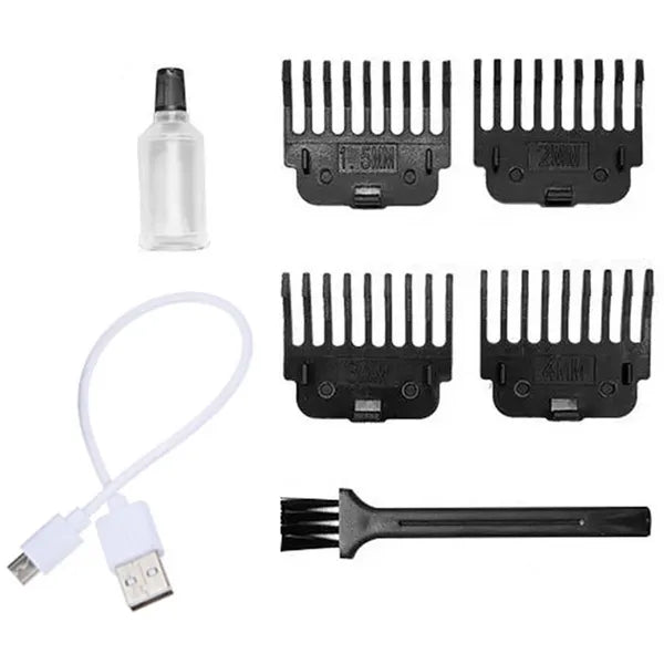 Akkus arany haj- és szakállvágó trimmer, 4 fésűs toldattal (0–4 mm)
