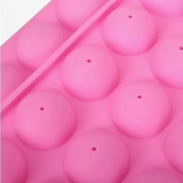 Pink szilikon cake pops sütőforma, 20 gömb, 22×18 cm, pálcikákkal