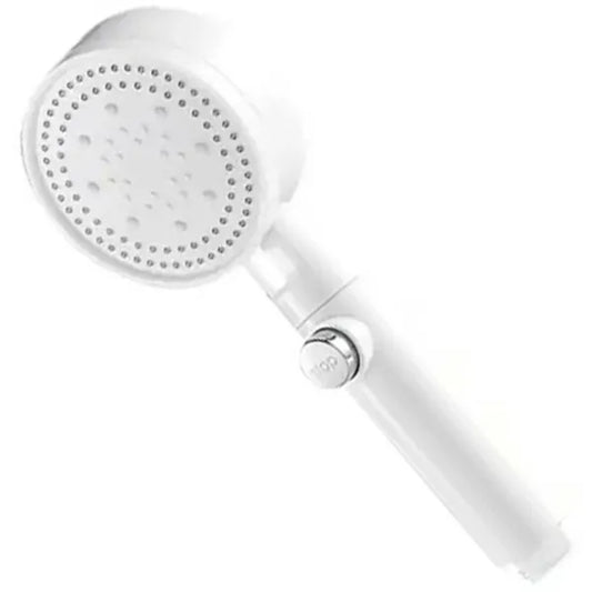 Fehér zuhanyfej 5 funkcióval és STOP gombbal, ABS, Ø9 cm
