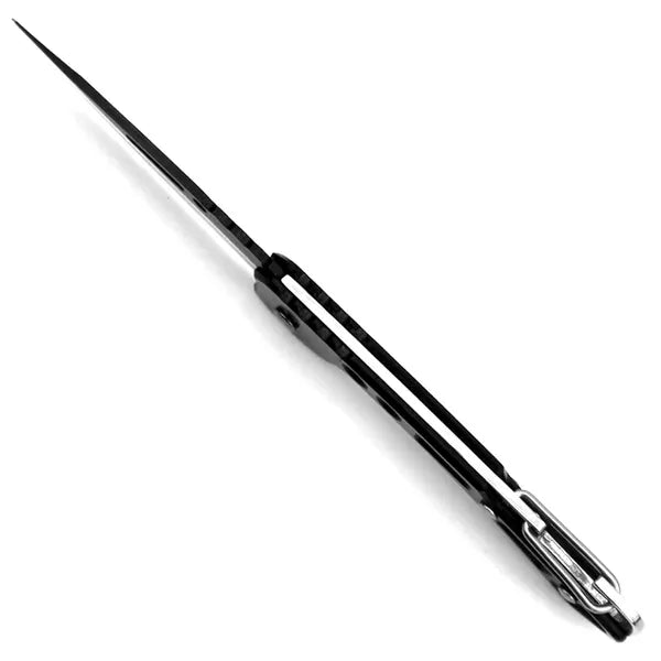 Összecsukható finka zsebkés karabinerrel, 15,5 cm, rozsdamentes, fekete