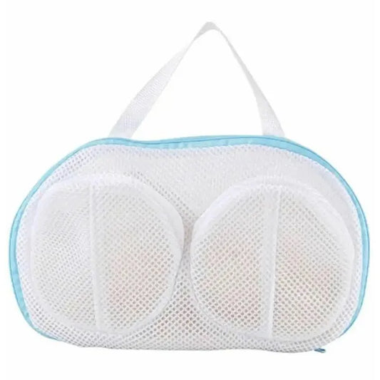 Merevített melltartó mosózsák, fehér poliészter, 18×31 cm cipzárral
