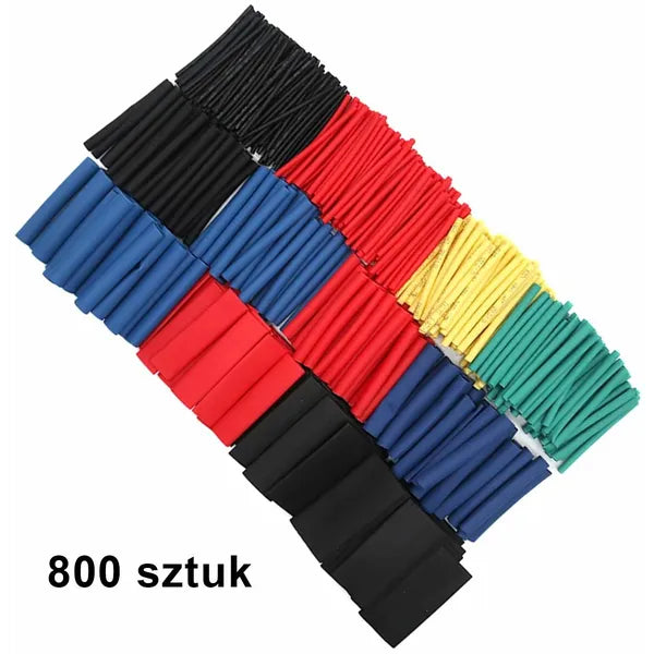 Zsugorcső készlet, kétrétegű PE, 800 db, 1–13 mm, 2:1, színes