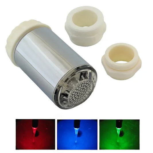 LED színváltós hőmérséklet-érzékelős perlator, 3 szín, adapterekkel