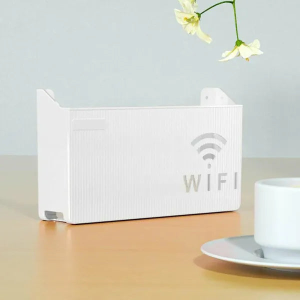Falra szerelhető fém wifi router tartó, fehér